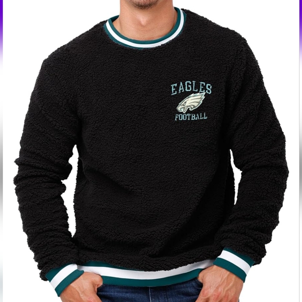 FOCO Philadelphia Eagles NFL Mens Sherpa Crewneck Sweater
